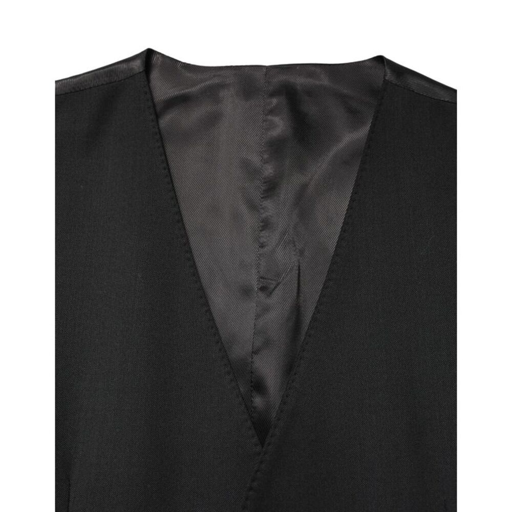 Dolce & Gabbana Black Wool Single Breasted Men Waistcoat Men's Vest